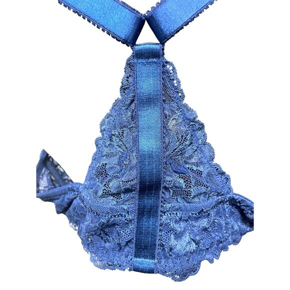 42D Adore Me Lace Front Closure Bra Blue Underwire Padded - Picture 8 of 11